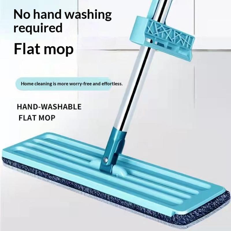 Flat Floor Mop Squeeze Mop Hand Free Wringing Floor Cleaning Mop Microfiber Pads Lazy Mop Wet Or Dry Usage Home Cleaning Tool