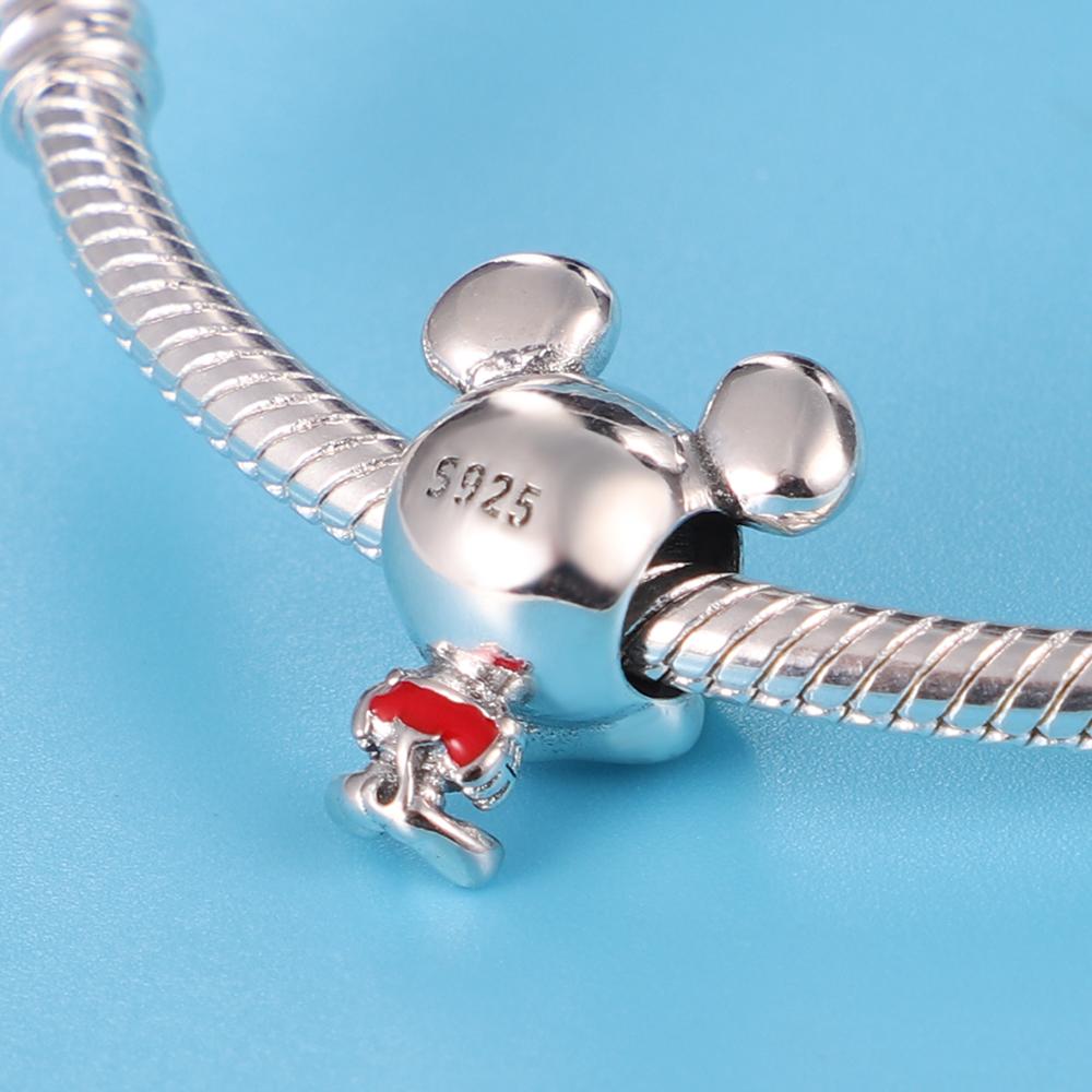 Brand New Authentic Original Charm Bead Components Bead Components Pendant Bead Component Copper Metal The little mouse in the red pants Charm Bead