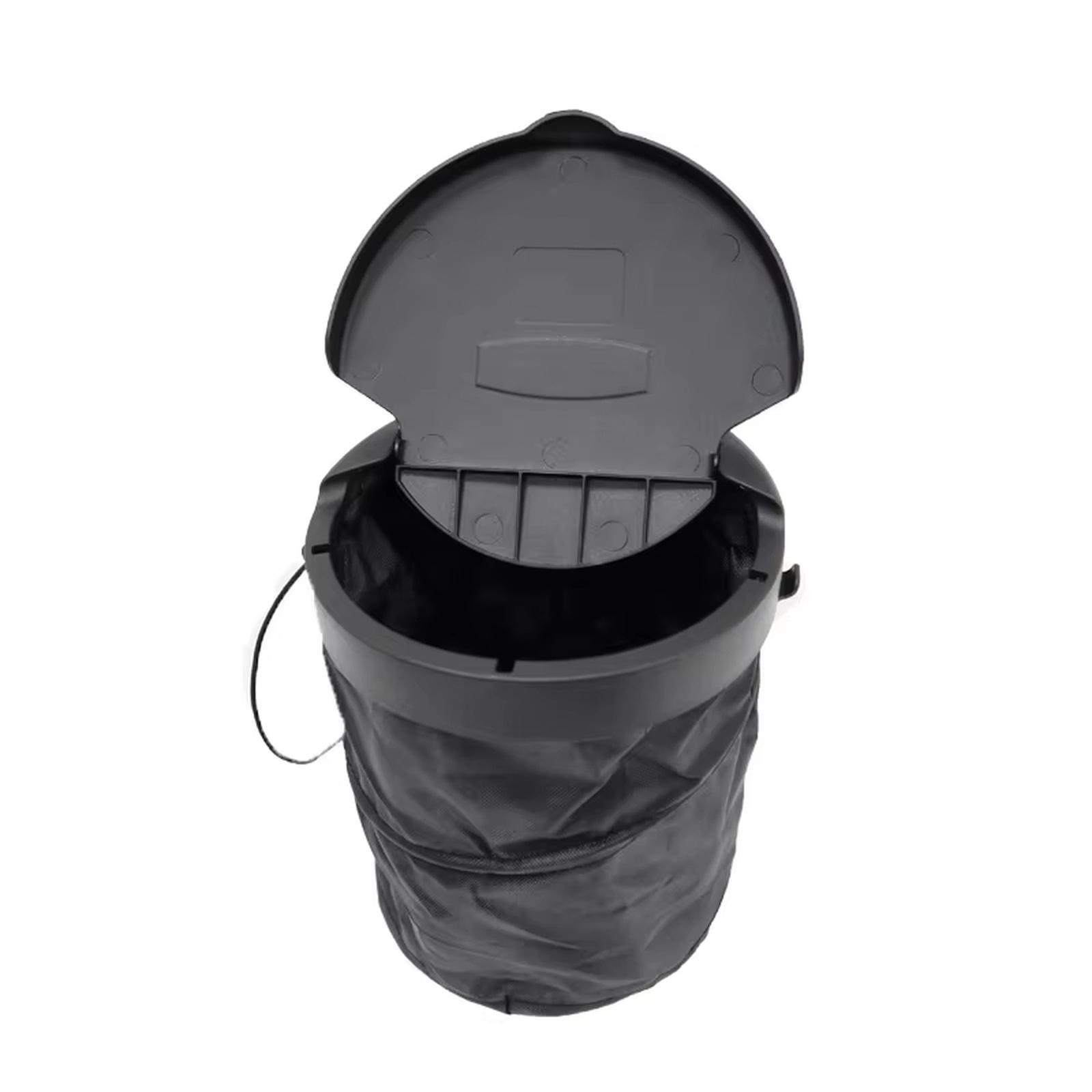 

Collapsible Car Trash Can with Lid and Leakproof Lining for Vehicle Interior Organization and Waste Storage one size чёрный