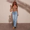 Dámské džíny s vysokým pasem Jaro Nový styl Slim Fit Široké nohavice Retro styl Rovné kalhoty
