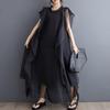 Sleeveless Plus Size Black Mesh Vintage New In Dresses for Women Casual Loose Long Summer Dress