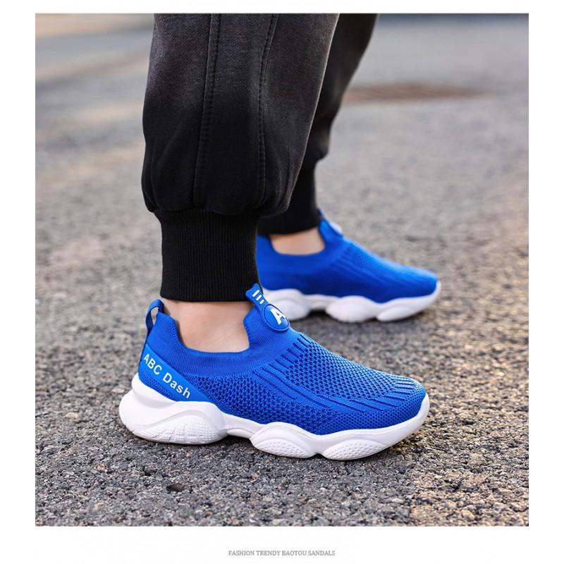 Boys Mesh Running Shoes Breathable Slip On Sneakers Kids Lightweight Soft Sole Athletic