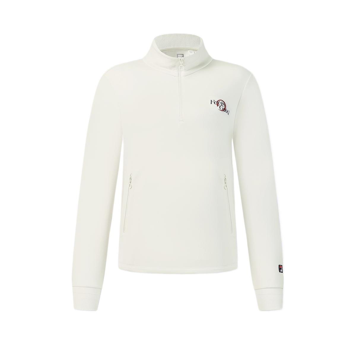 FILA Tennis Series Solid Color Long Sleeve Stand Collar Pullover Sweatshirt Women sweatshirt A11W613220F-IV M