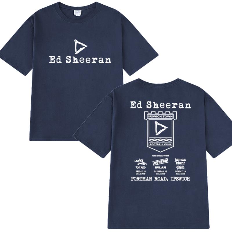 Hot Sale Ed Sheeran Play Tour 2025 Double Sided Printed T Shirt Summer Men Women Vintage Hip Hop Streetwear Unisex Cotton Tops