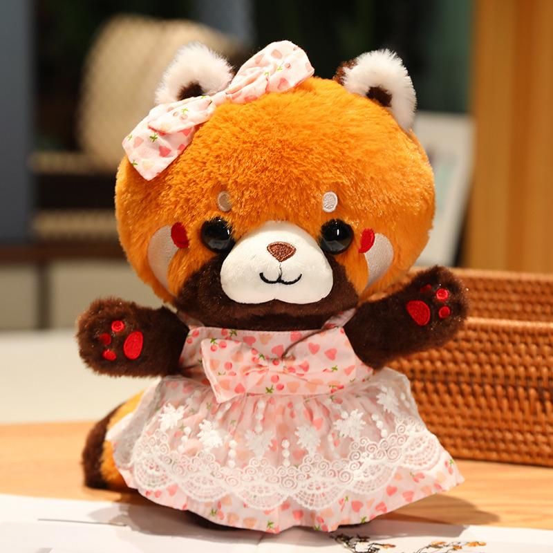 Animali di peluche creativi da 30 cm Procione diventa Panda Rosso Travestimento Giocattoli di peluche Cuscino morbido da lancio per bambini Regali di compleanno Decorazioni