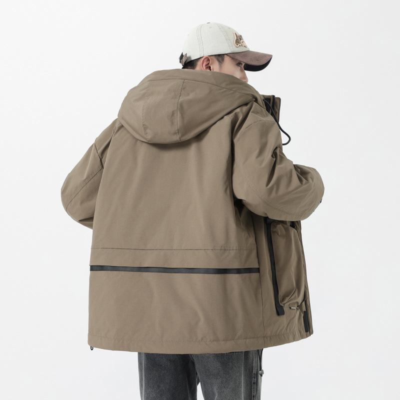 Down Jacket Men's Winter Trend Silhouette Thickened Hooded White Duck Down Thermal Jacket