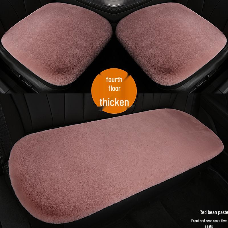 Universal Plush Car Seat Cushion Set - Faux Rabbit Fur, Short Hair, Winter Comfort for Rear Seats