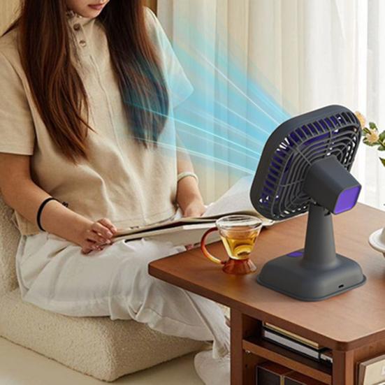 Wentylator biurkowy Cichy Silnik o niskim poziomie hałasu Wielobiegowy Regulowany Wiatr Regulowana głowica pod kątem 39 stopni Kwadratowy wentylator z lampką nocną