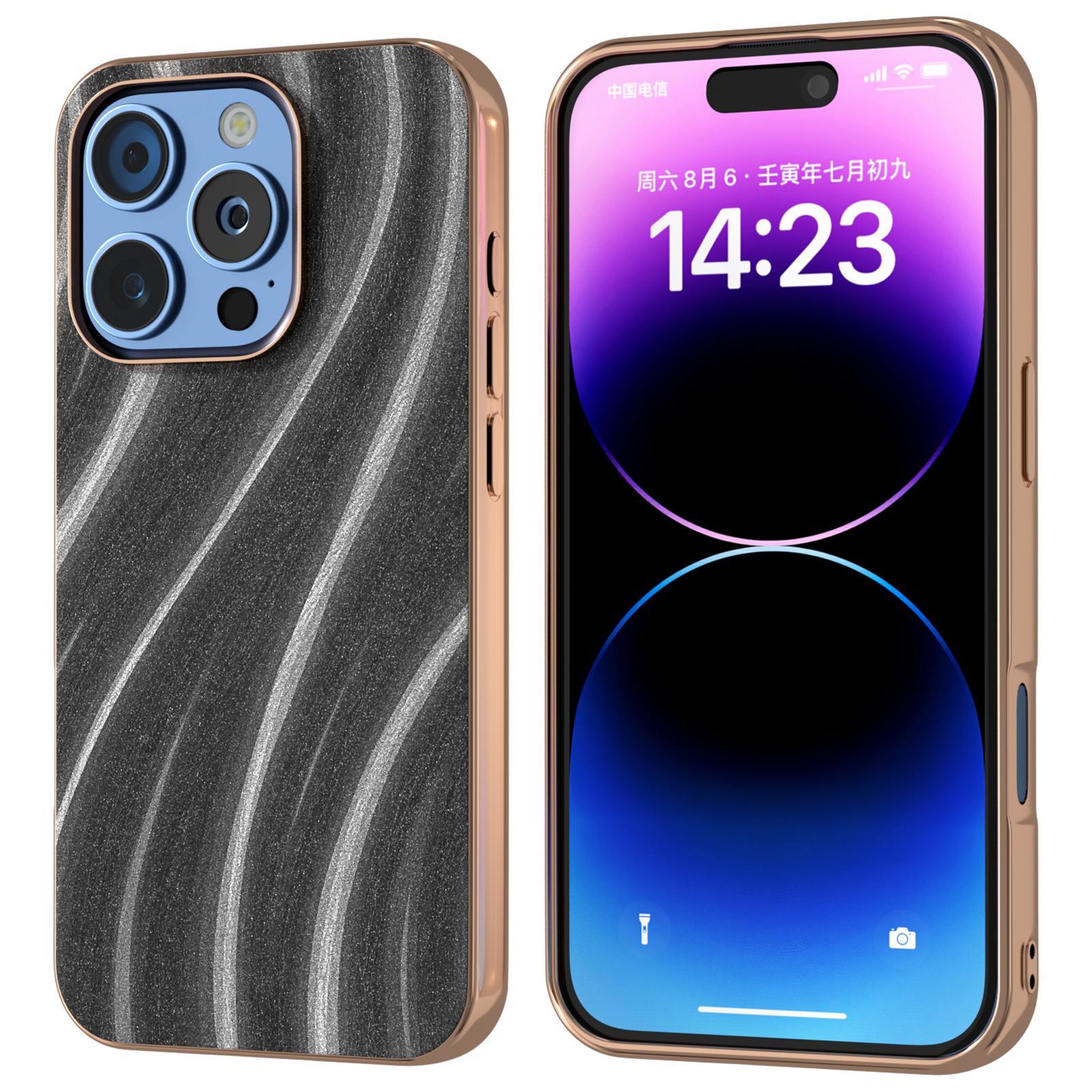 For iPhone 16 Pro Case Electroplating Phone Cover Milky Way Pattern PU+TPU Protective Case A