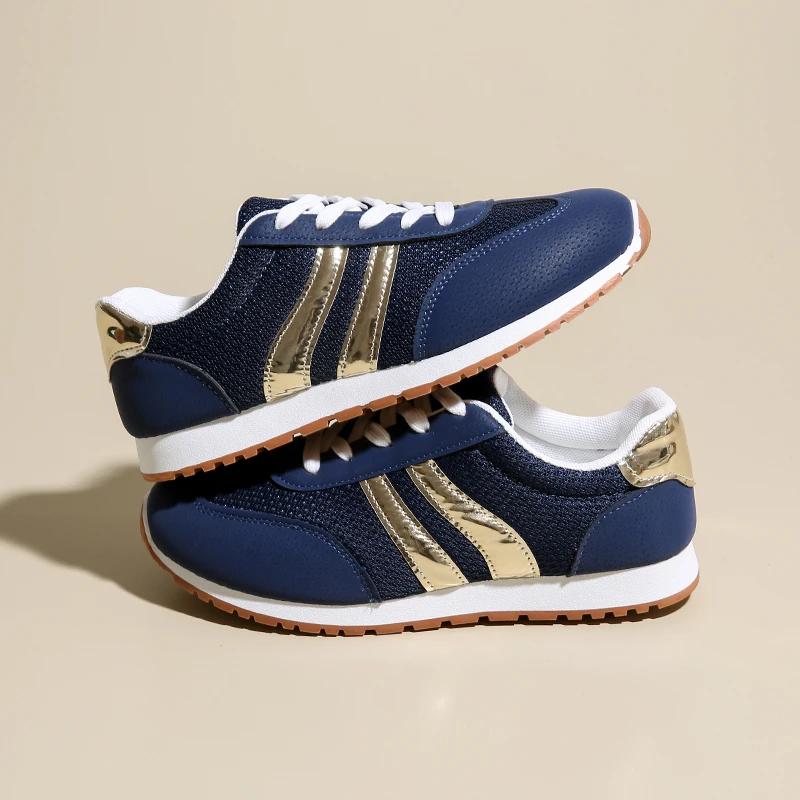 New Woman Trend Casual Sneakers Comfortable Lace Up Flats Tennis Shoe Breathable Walking Jogging Shoe