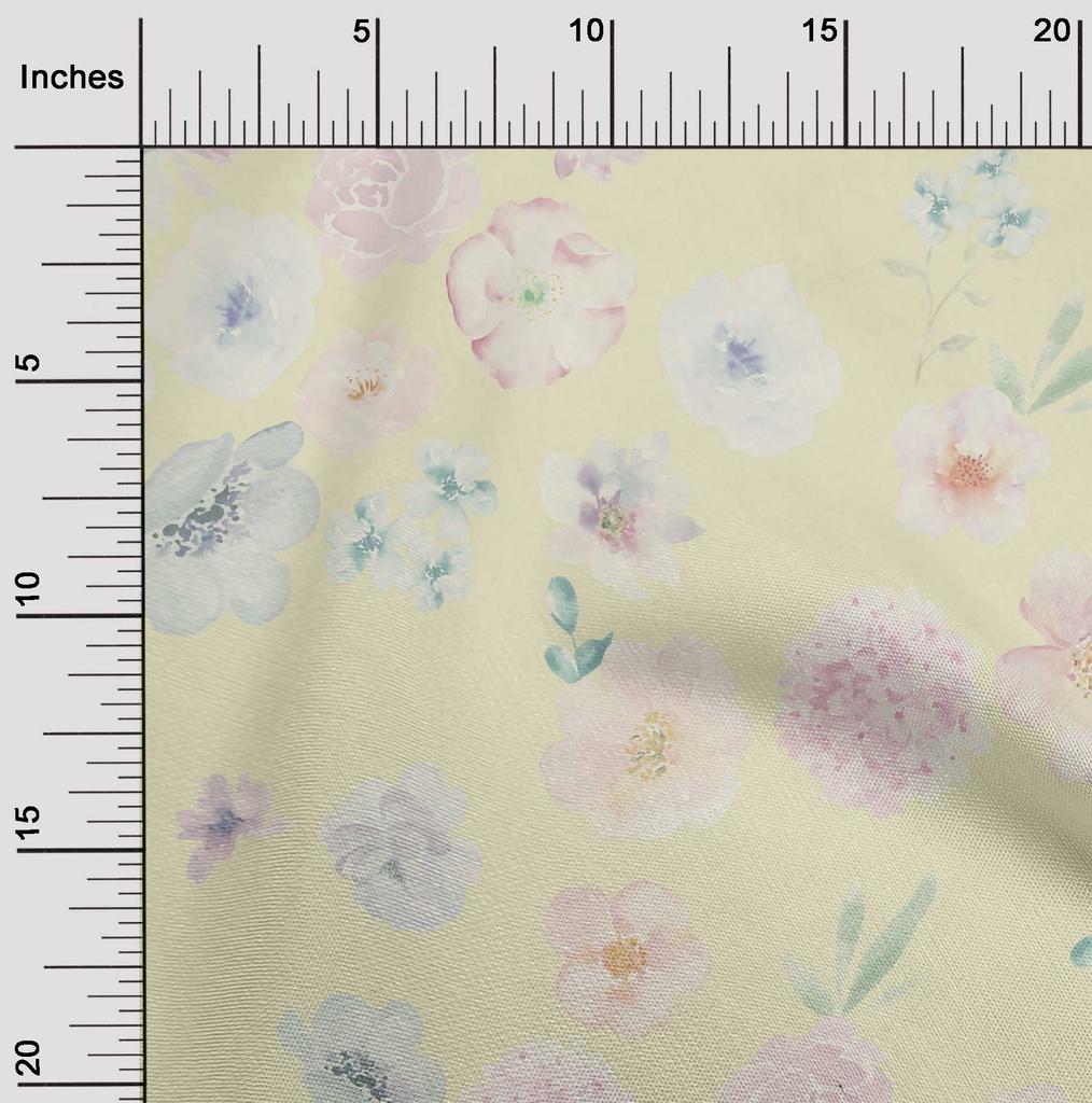 oneOone Baumwoll-Flex-Stoff Blumen Aquarell-Druck Stoff Meterware 40 Zoll
