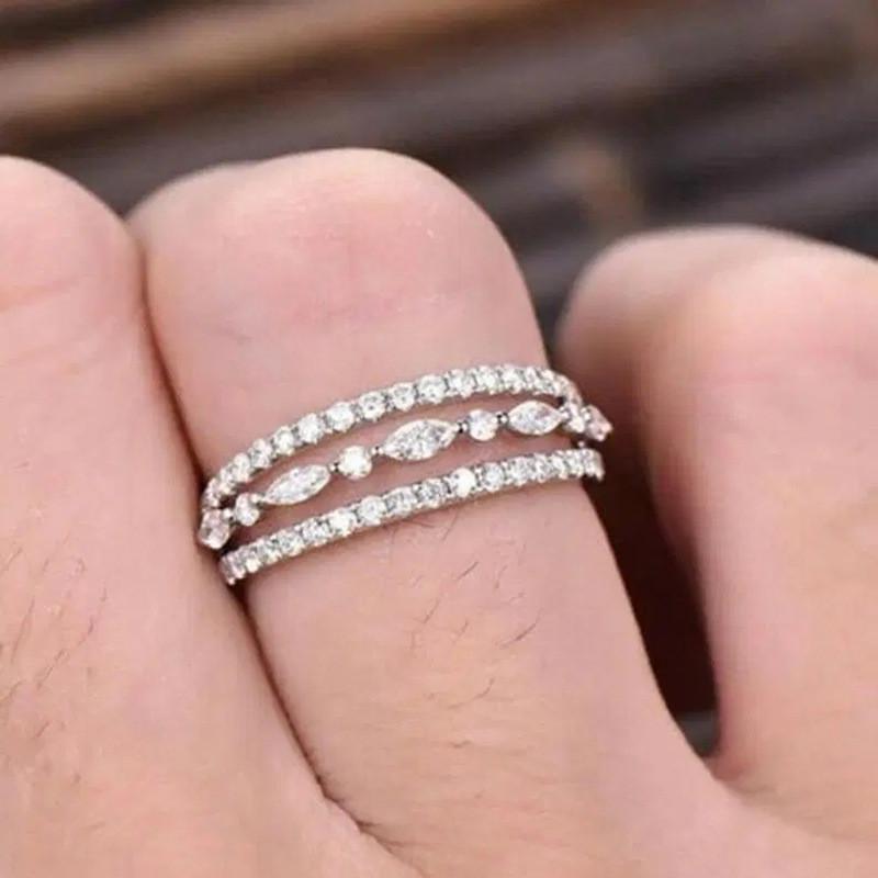 CopperFinger Rings for Women Dazzling White Cubic Zirconia Wedding Marriage Party Ring Fashion Jewelry