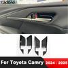 For Toyota Camry 2024 2025 Carbon Fiber Car Ide Inner Door Handle Bowl Cover Trim Decoration Interior Mouldings Accessories