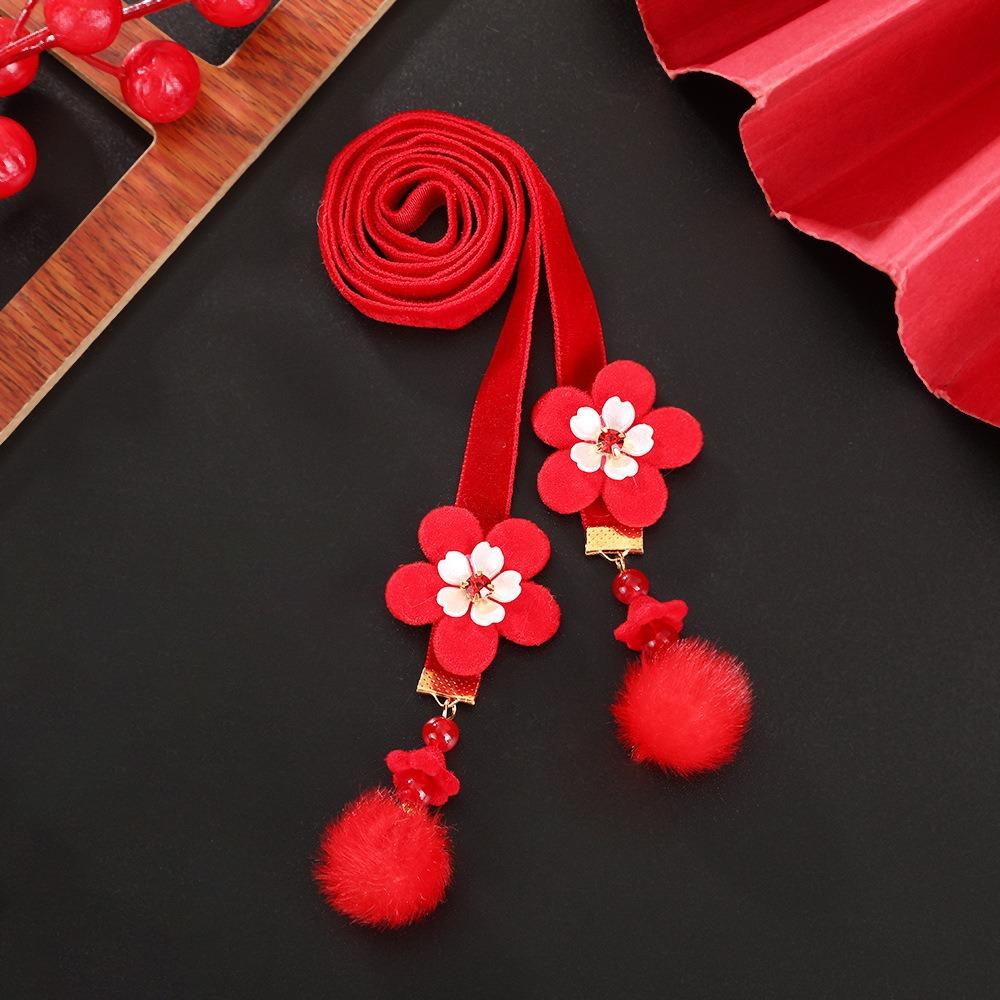 Tassel New Year Hair Rope Butterfly Chinese Long Hairband Sweet Girls Ribbon Head Rope  Festival