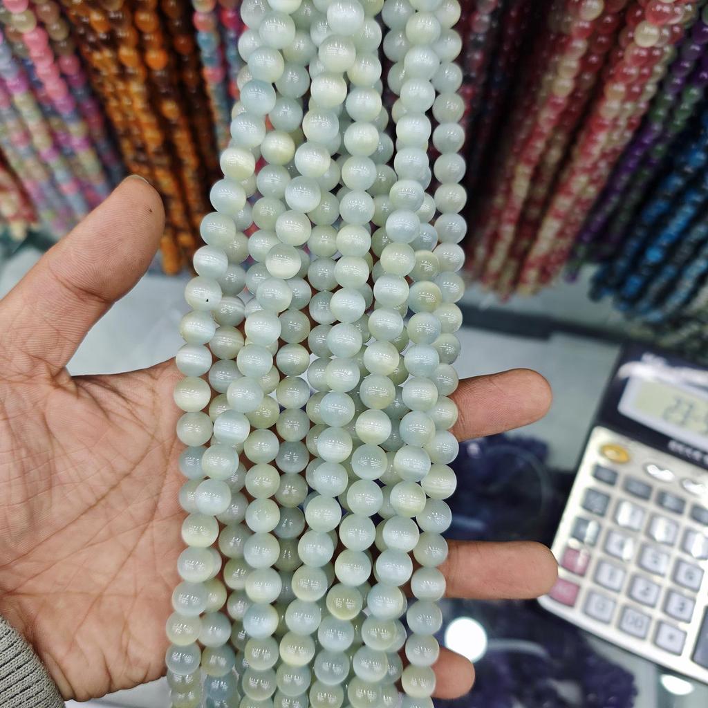 10mm Cat's Eye Stone Beads: Single, Double, Triple Color Options for DIY Jewelry Accessories.