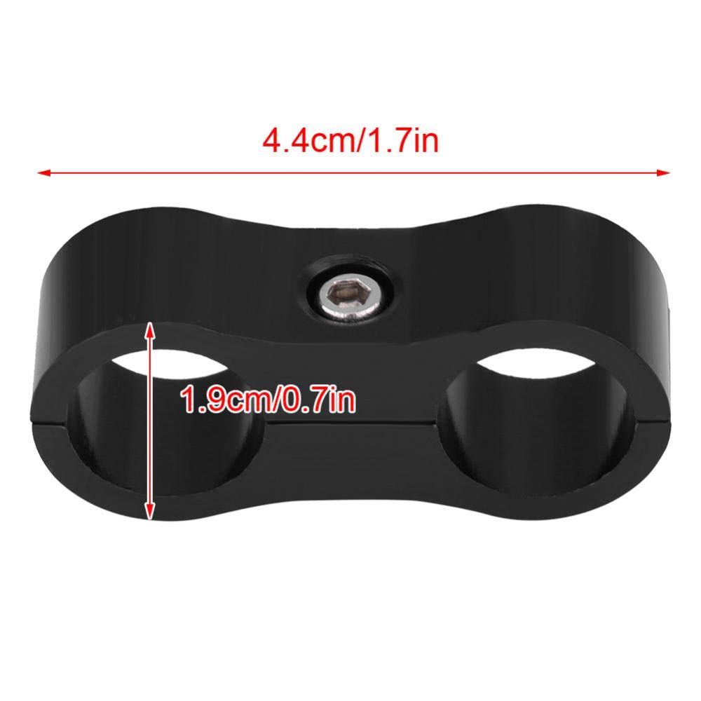 Qiilu [2pcs] AN6 Hose Separator Clamp Fitting Adapter Bracket Aluminum Alloy Universal (Black)