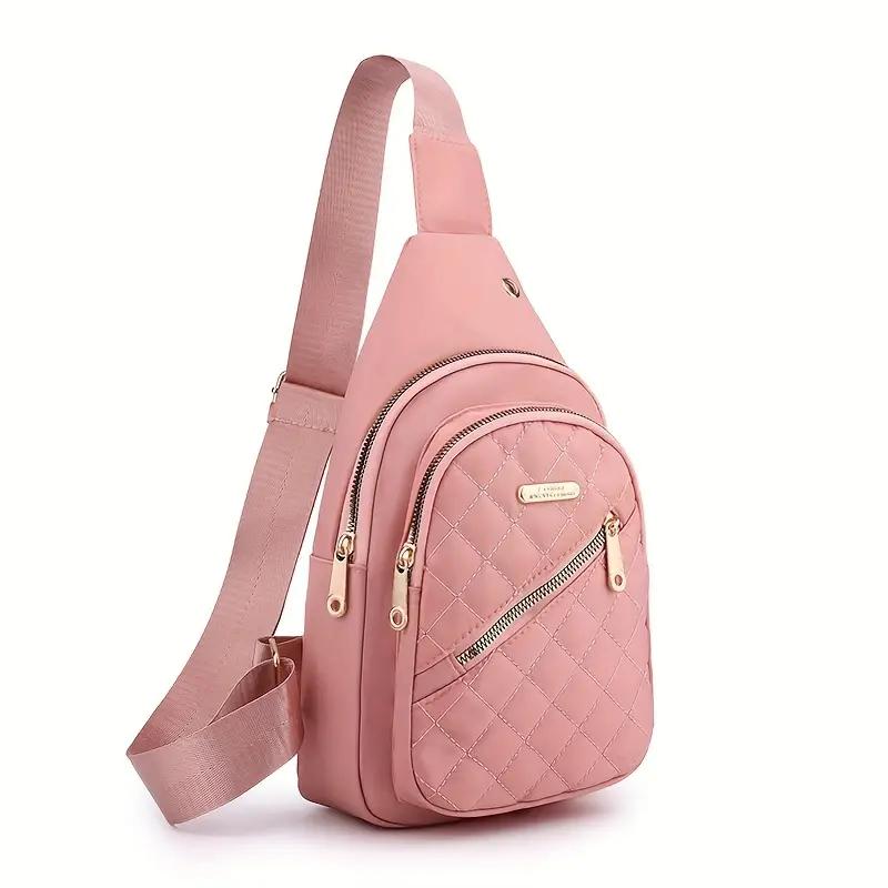 Chic Quilted Crossbody Sling Bag for Women, Casual Nylon Chest Pack, Versatile Shoulder Bag with Multi-Layer Storage, Ideal for Travel