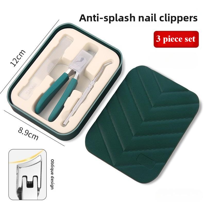 3-Piece Sets New Portable Nail Clippers Bevel Nail Clippers Stainless Steel Splash Resistant Nail Scissors Set with Storage Box