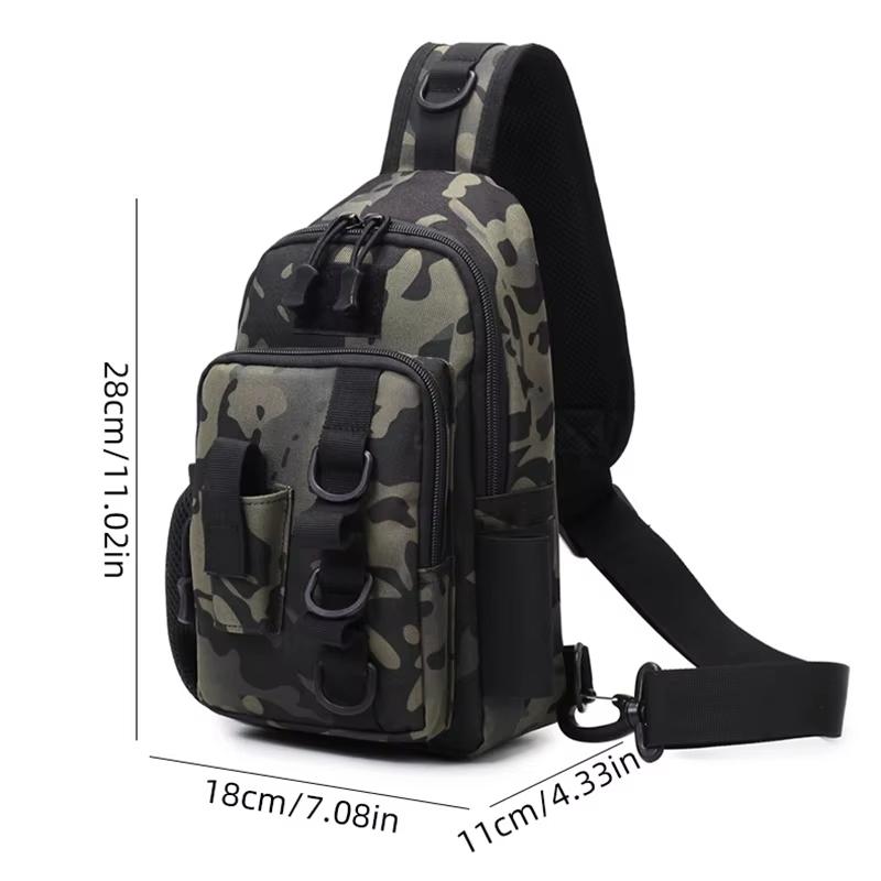 Fischerei Brusttasche Mit Rutenhaltern Taktisch Sport Jagd Rig Tasche Outdoor Wandern Klettern Radfahren Molle Tasche Angelgerät Bauchtasche