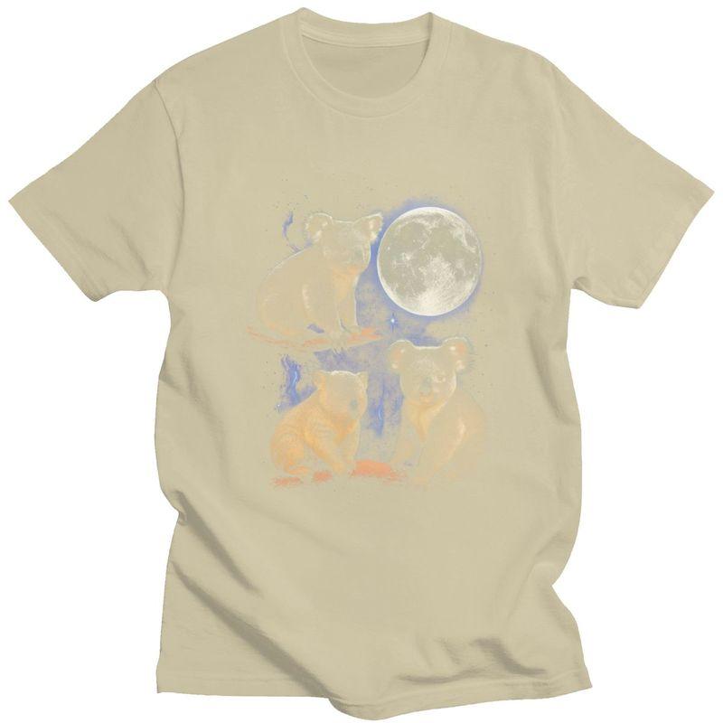Men Three Moon Koalas T Shirts Streetwear Short Sleeves Pure Cotton Colthing Fashion Casual Design Graphic Tees Shirt