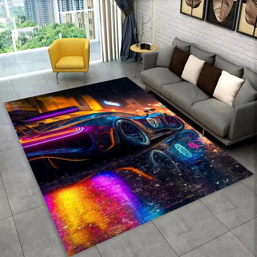 Racing Sports Car Area Rug Large,Carpet Rug for Home Living Room Bedroom Sofa Doormat Decor,Kid Paly Kitchen Non-slip Floor Mat