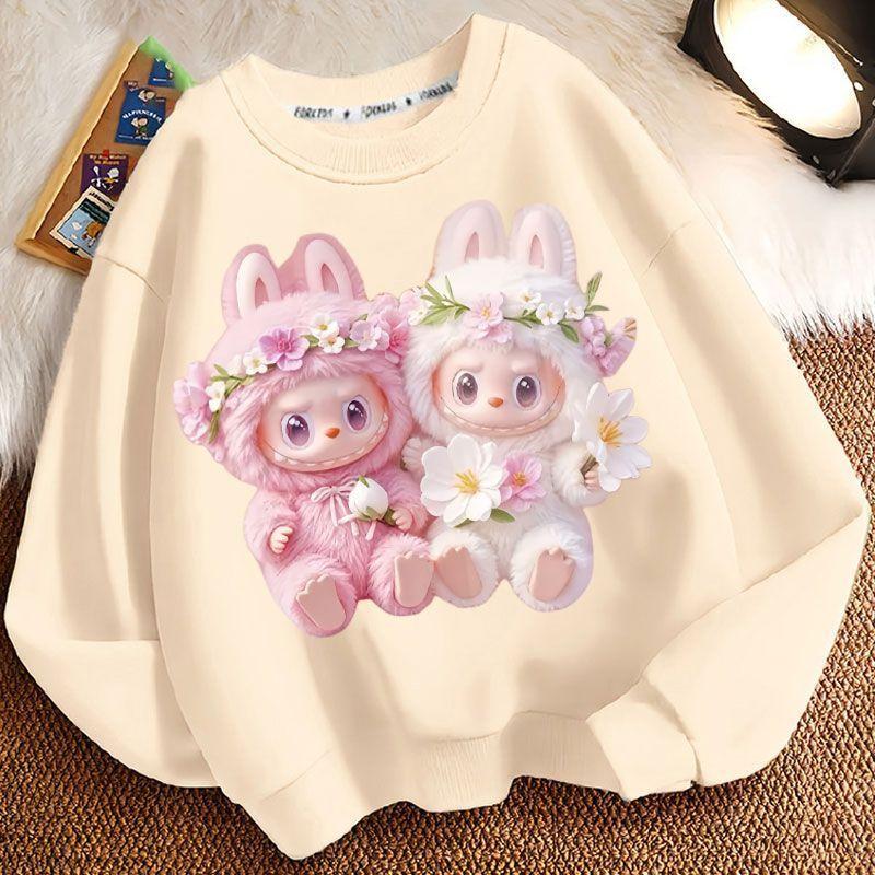 Spring and Autumn Boys' and Girls'  Fashionable Round-neck Hoodie, Children's Long-sleeved Loose Hoodie Jacket