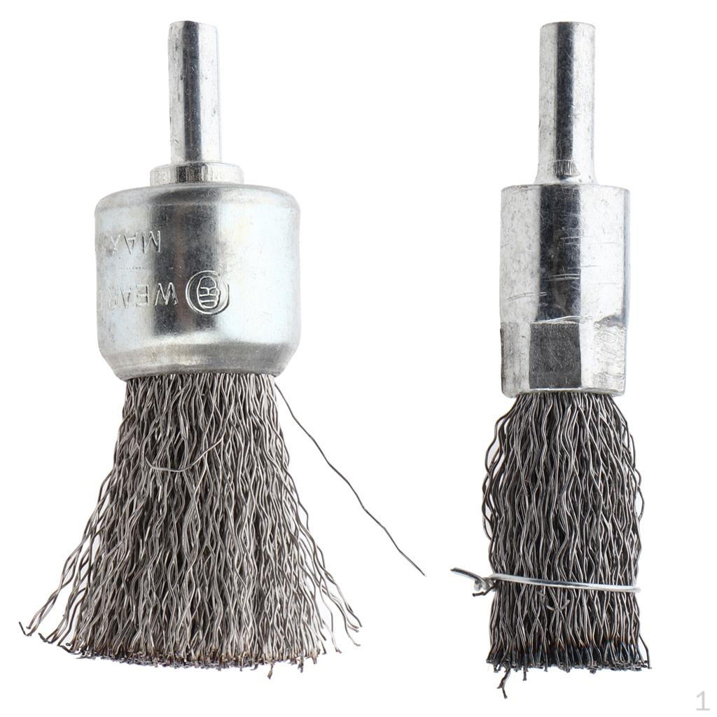 

2 шт. Щетка из нержавеющей стали с обжатой проволокой, хвостовик 6 мм, роторный инструмент