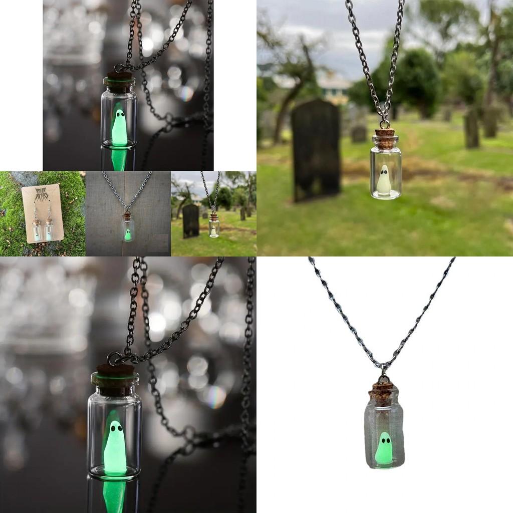 Adorable Cartoon Ghost Jewelry Set Featuring Enchanting Glow In The Dark Effects