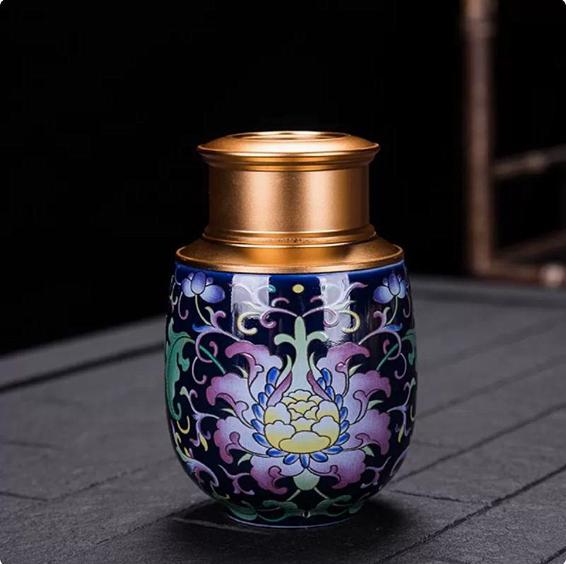 Exquisite Pastel Ceramic Tea Caddy Portable Travel Sealed Tea Boxes Tea Jar Storage Tank Coffee Canister Spice Candy Containers