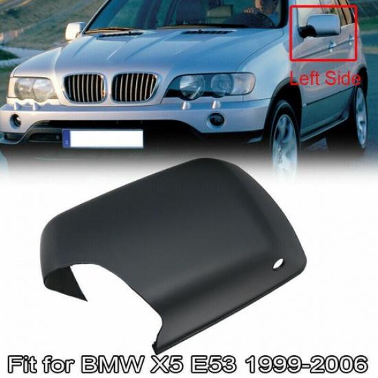 1x Driver Left Side Door Mirror Cover Matte Black For BMW E53 X5 2000-2006 New