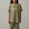 Fear Of God Essentials SS22 Kids T-Shirt Sea Foam Logo Print Crew Neck Short Sleeve Kids T-Shirts Gray-Green FOG-SS22-350