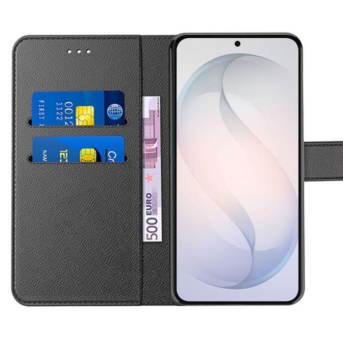 Coque pour Samsung Galaxy S26, Protection Anti-Rayures Antichoc Synthécuir Noir - 2 Verres Trempés