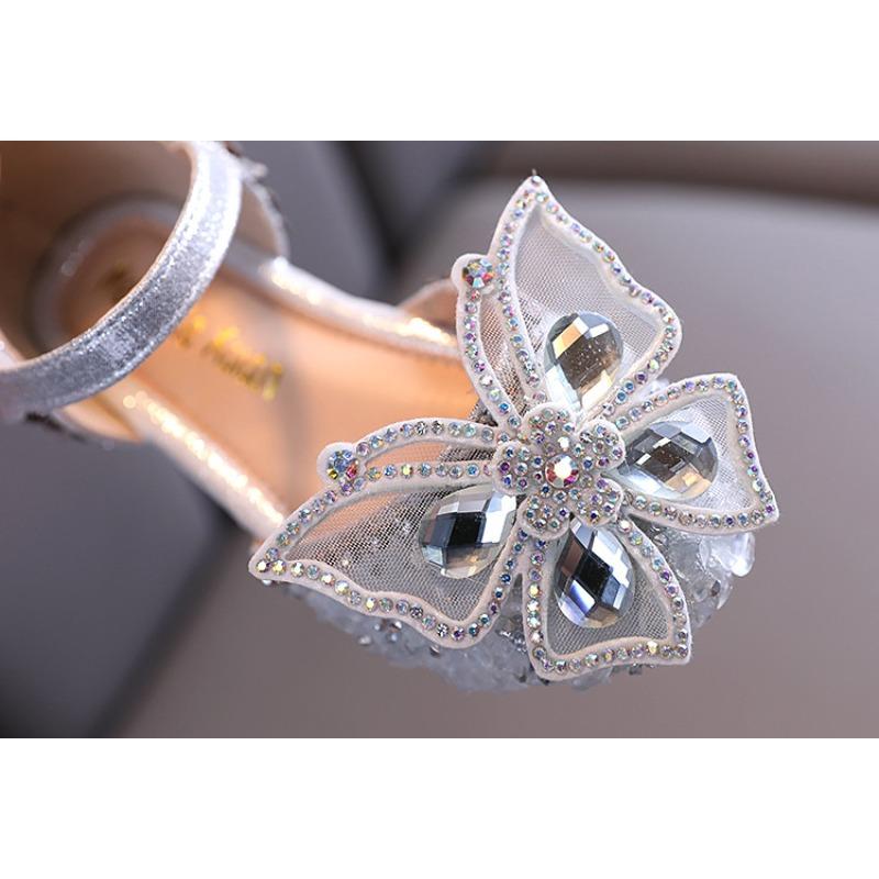 Summer new Korean-style rhinestone soft sole girls' sandals princess shoes children's shoes spring style girls' leather shoes trendy