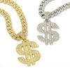 American Hip Hop Diamond Dollar Pendant with Cuban Chain