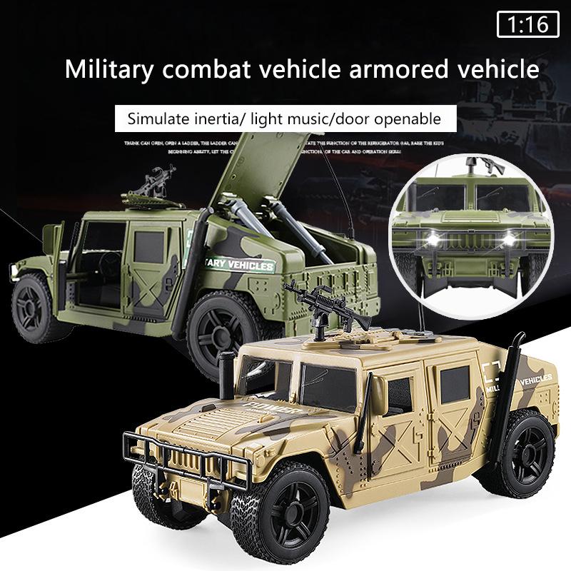 Large 1:16 Hummer Field Vehicle Military Model Car Armored Vehicle Tank Missile Boy 6 Years Old 8 Children's Toy Car