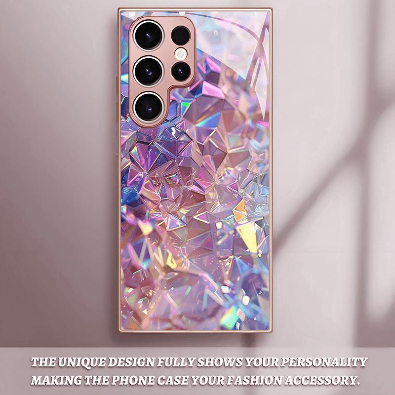 Diamond Patterned Glass Phone Case Suitable for Samsung Galaxy S26 S25 S24 S23 S22 S20 FE/Ultra/Plus Anti Drop Back Cover