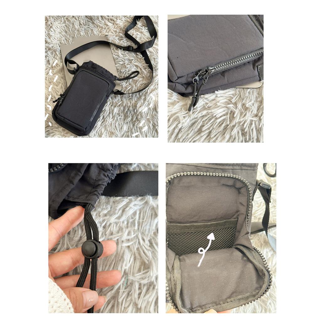 Nylon Water Bottle Holder with Shoulder Strap Water Bottle Carrier Sling Bag with Phone Pocket Crossbody Bag Unisex