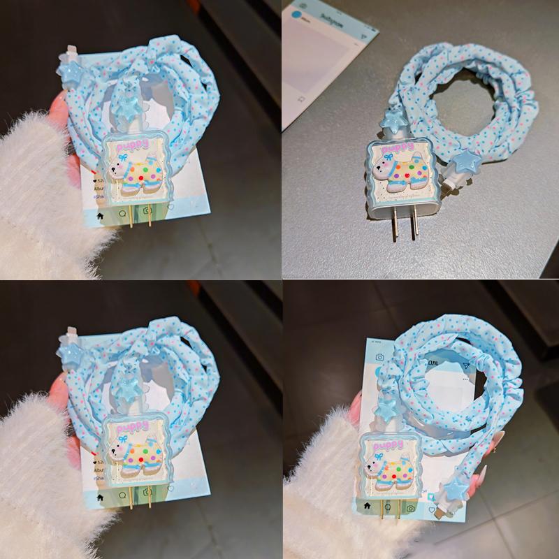 Cute Animal Puppy Charger Data Cable Winder Protective Cover Kits For Iphone 18W 20W Charger Case Anti-Break Wire Bites Shell