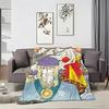Ukiyo e style Yokai Anime M-Mononokes Throw Lightweight 240g Flannel Blanket Soft Skin-friendly for Summer Cooling