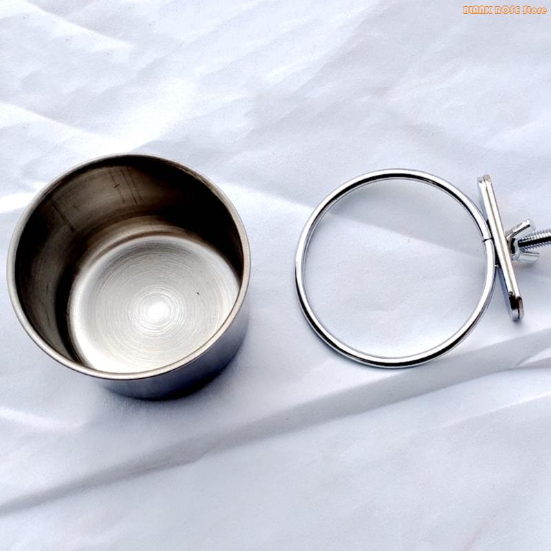 K1AE Pet Parrot Feeding Drinking Cup Stainless Steel Parrot Feeder with Clamp Holder for Cockatiel Conure Budgies Parakeet