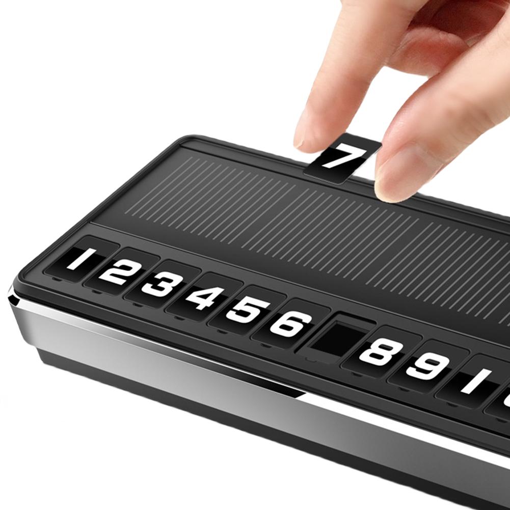 Solar Car Phone Number Plate LED Lighting Car Park Stop Luminous Multiple Number Parking Gadgets Auto Parking Card Car Accessory