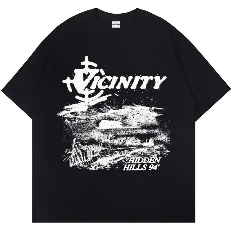 Мужская футболка Harajuku Korean oversize Gothic Hip Hop Aesthetic Graphic Print Y2K Retro Clothing Streetwear Fashion Summer Tees S коричневый 1670₽