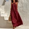 2026 European and American summer new fashion sleeveless slant shoulder backless elegant temperament vacation solid color dress women