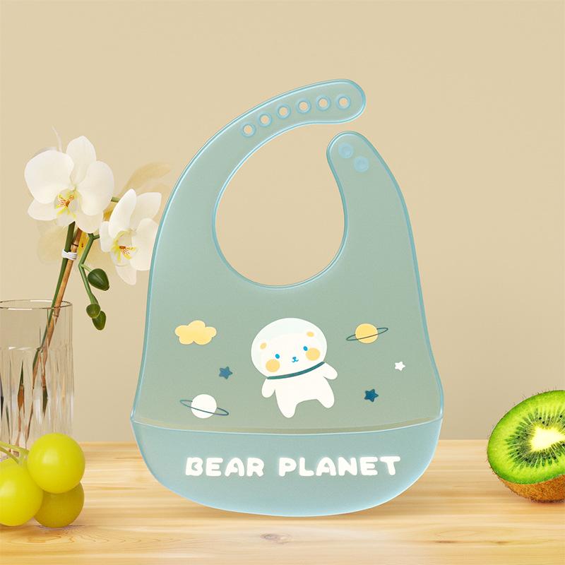 Soft Silicone Baby Bibs Cute Cartoon Animal Kids Bib Girl Boy Adjustable Burp Cloths Baby Waterproof Feeding Stuff