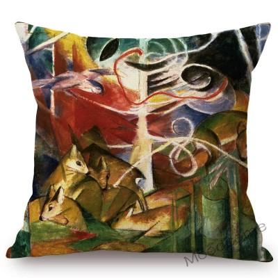 Expressionism Artwork Blue Horses Fox Cubism Animals Abstract Oil Painting Franz Marc Sofa Decorative Pillow Case Cushion Cover