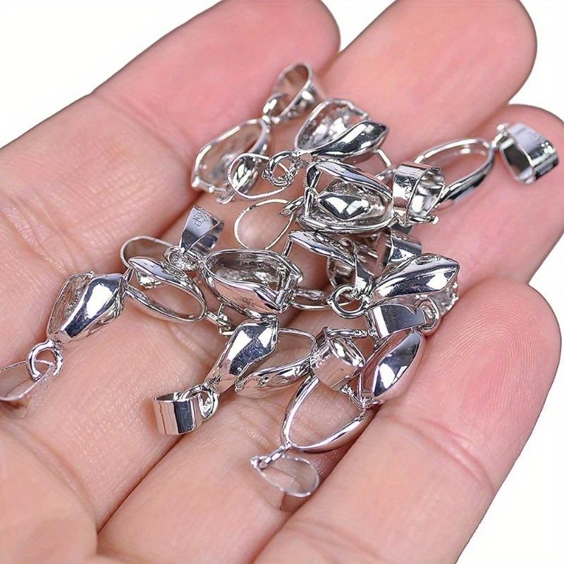10pcs Stainless Steel Pendant Pinch Clip Bail Clasp Closure Hook Fasteners for DIY Necklace Jewelry Making Supplies Material
