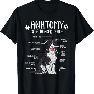 Lustiges Anatomie Border Collie Hundeliebhaber T-Shirt