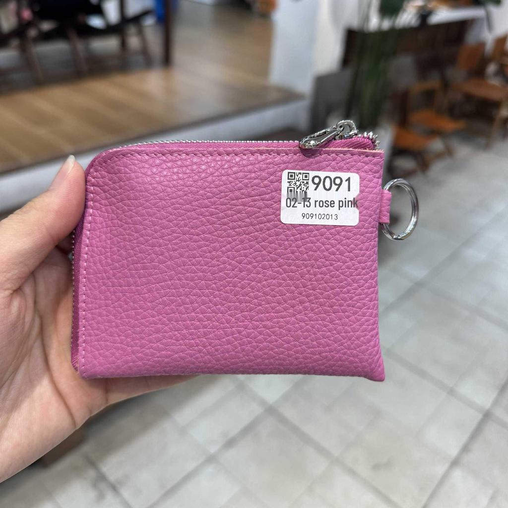 Genuine Leather Zipper Coin Purse & Card Holder with Key Ring