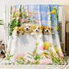 Cute Animal Theme Cats Dogs Lover Flannel Blanket Gifts Soft Warm Thin Blankets for Sofa Bed Car Camping All Season Customizable