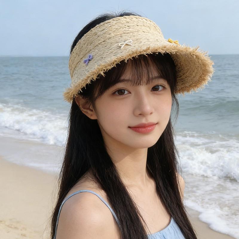 Natural Straw Sun Hat With Adjustable Fit For Vacation And Outdoor Activities бежевый